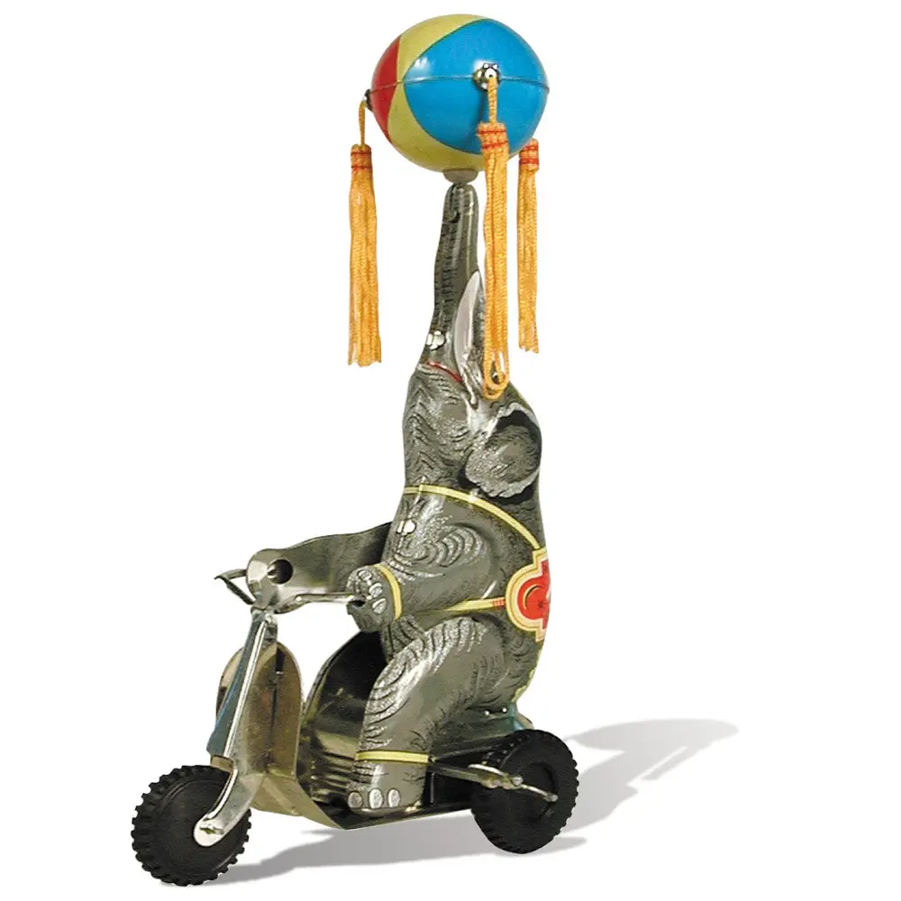 Schylling Collector Series Tin Elephant On Bike - Classic Wind-Up Toy 1