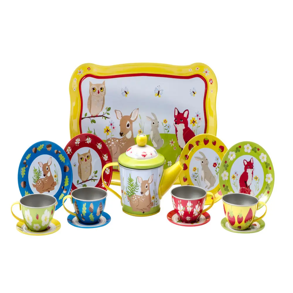 Schylling Forest Friends Tea Time Playset - Vintage Animal Motif 1