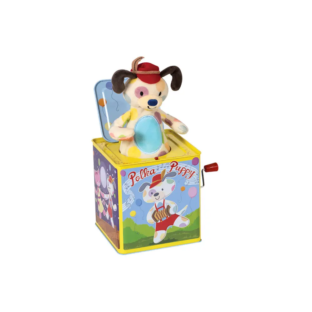 Schylling Musical Polka Puppy Tin Jack-In-The-Box Toy 1