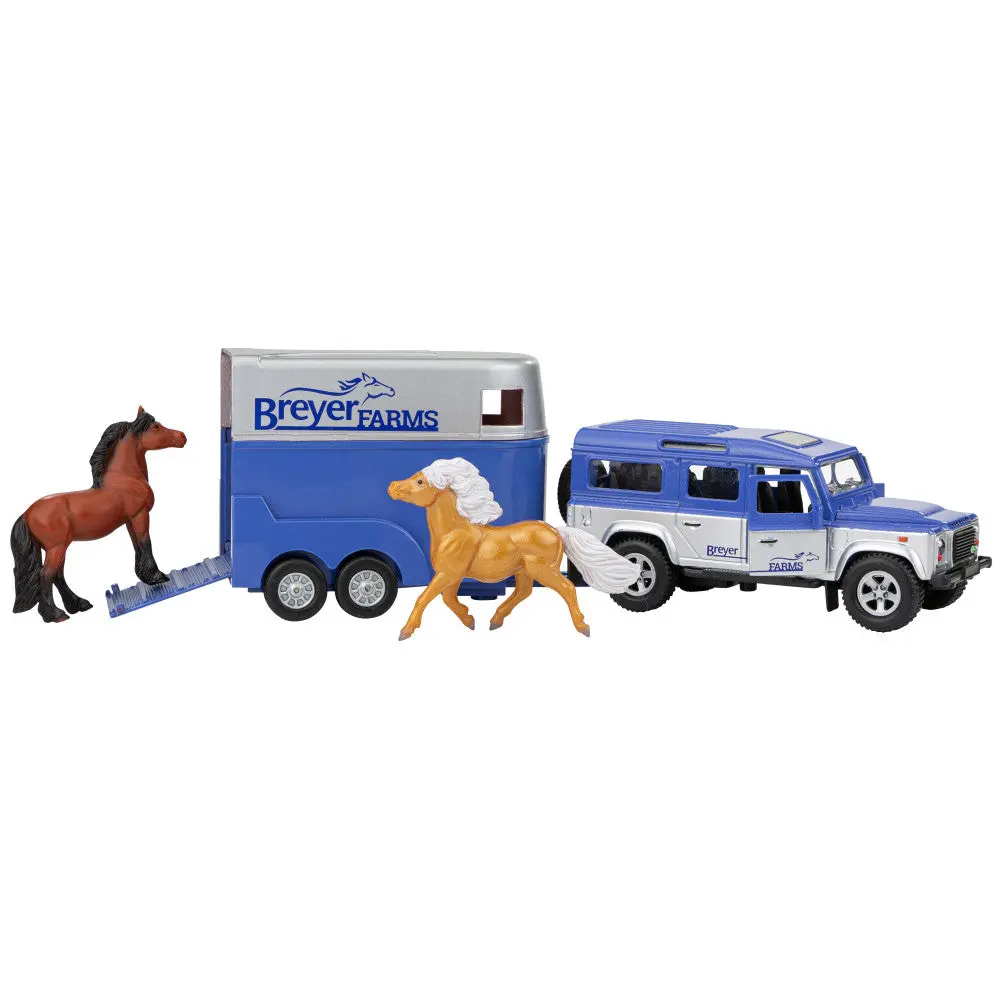 Breyer Farms Land Rover And Trailer Playset With Stablemates Horses 1
