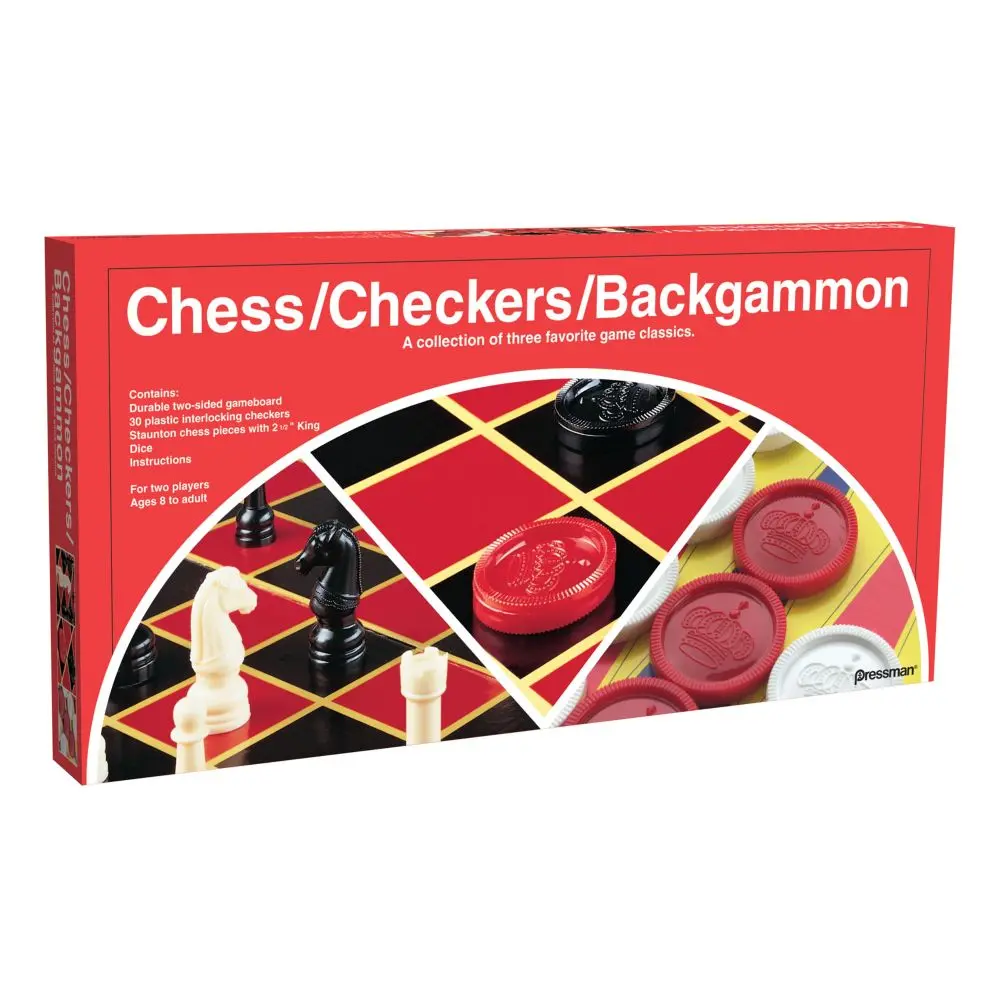 Pressman 3-In-1 Classic Board Game Set With Folding Board 1