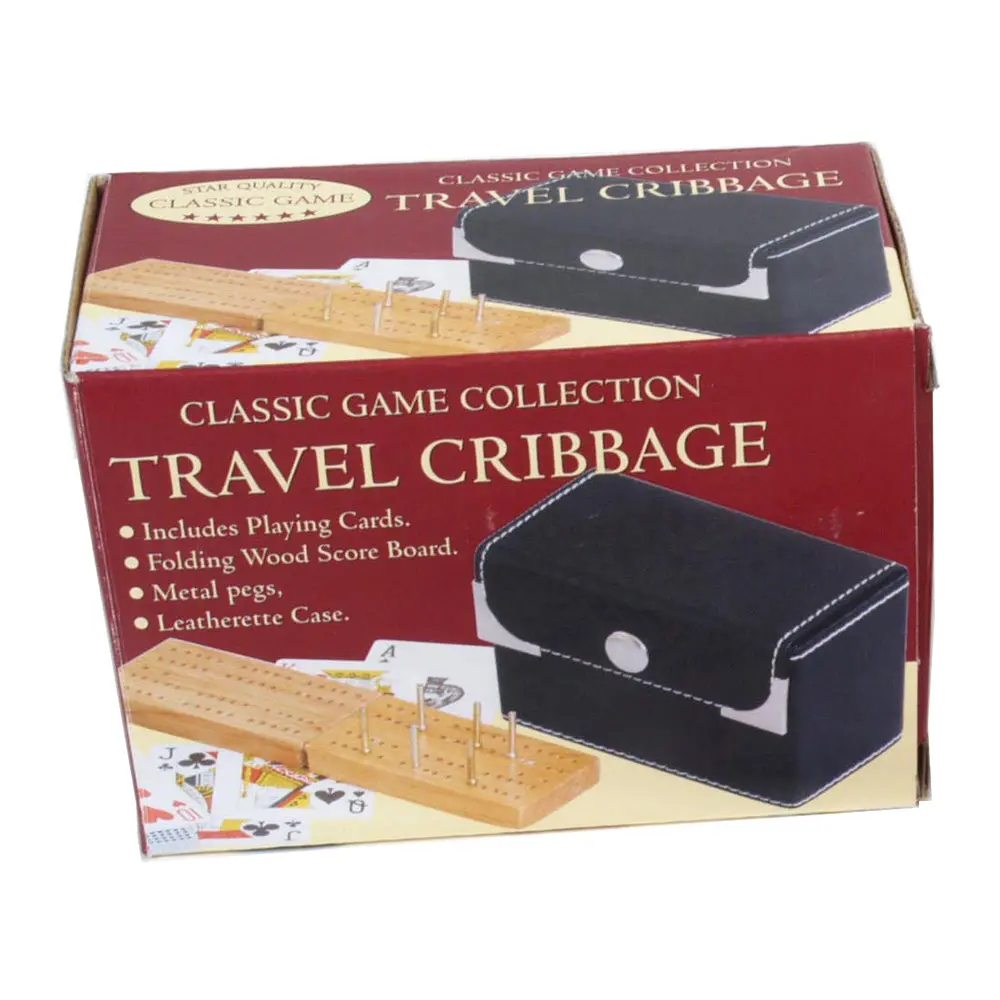 Portable Leatherette Cribbage Board Game Set With Cards 1