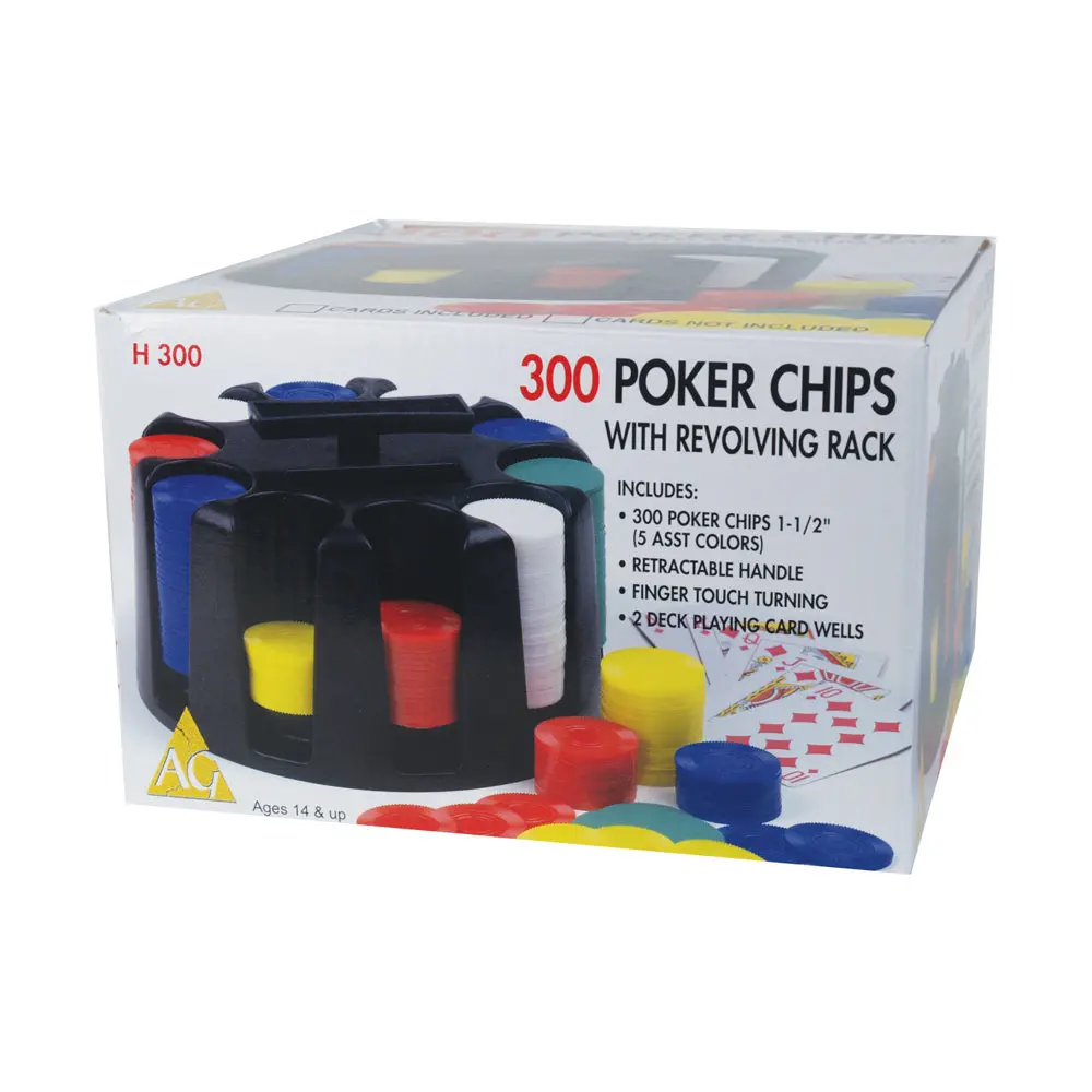 John N. Hansen Co. 300-Piece Poker Chip Set With Revolving Rack 1