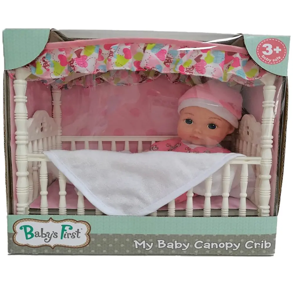 Goldberger Baby's First Deluxe Canopy Crib With 9" Toy Doll Playset 1