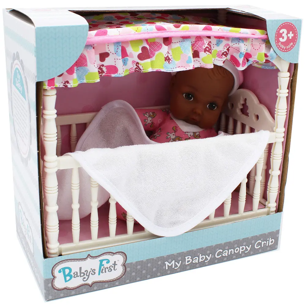 Goldberger 9" Doll With Canopy Crib - Cozy Nightcap Ensemble 1
