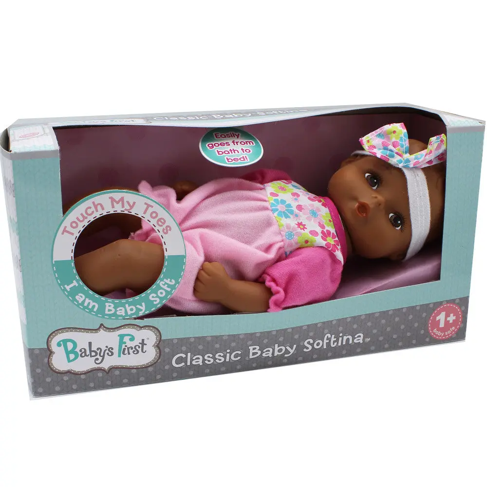 Goldberger 11 Inch Baby's First Classic Softina Doll - Pink Floral Jumper 1