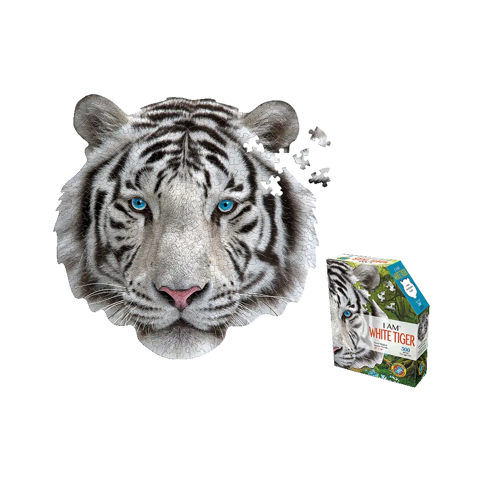 Madd Capp White Tiger Shaped Jigsaw Puzzle - 300 Pc 1