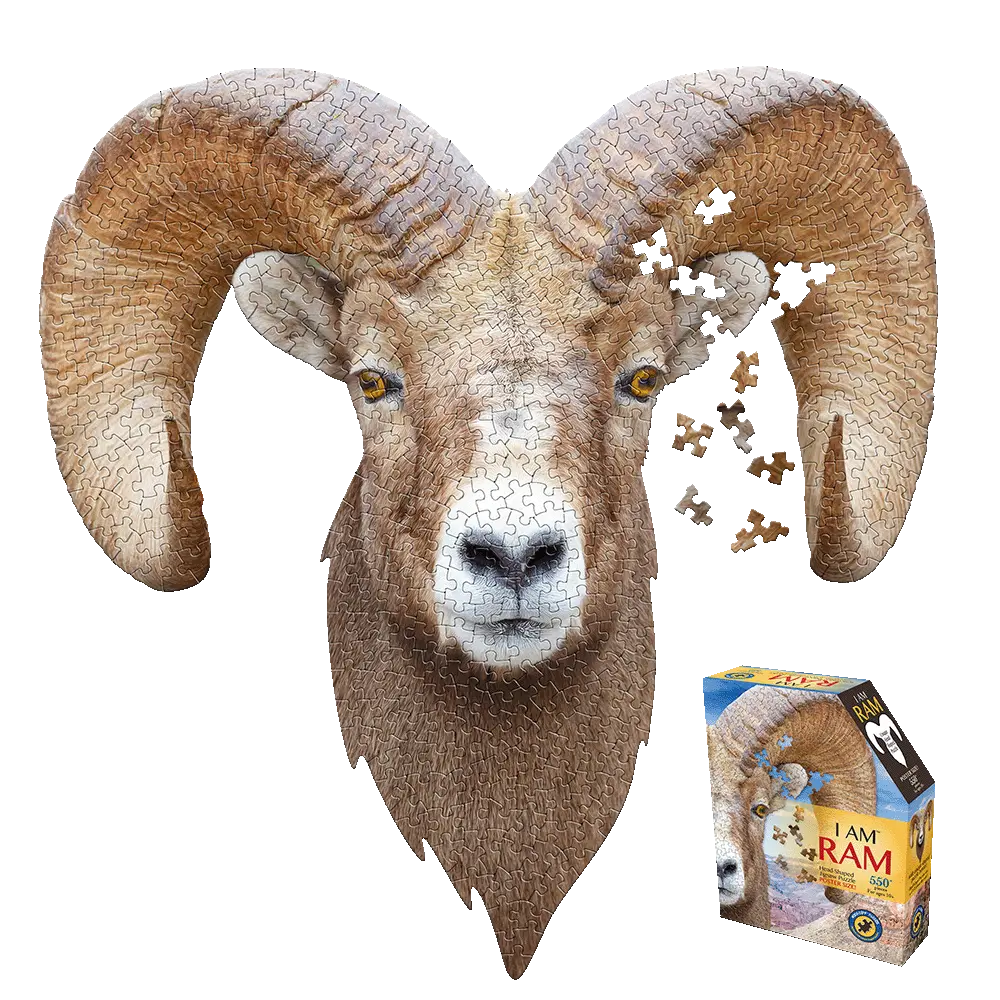Madd Capp I Am Ram Animal Head-Shaped Jigsaw Puzzle - 550 Pc 1