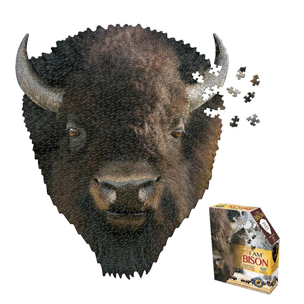 Madd Capp I Am Bison Unique Animal Head-Shaped Jigsaw Puzzle - 550 Pc 1