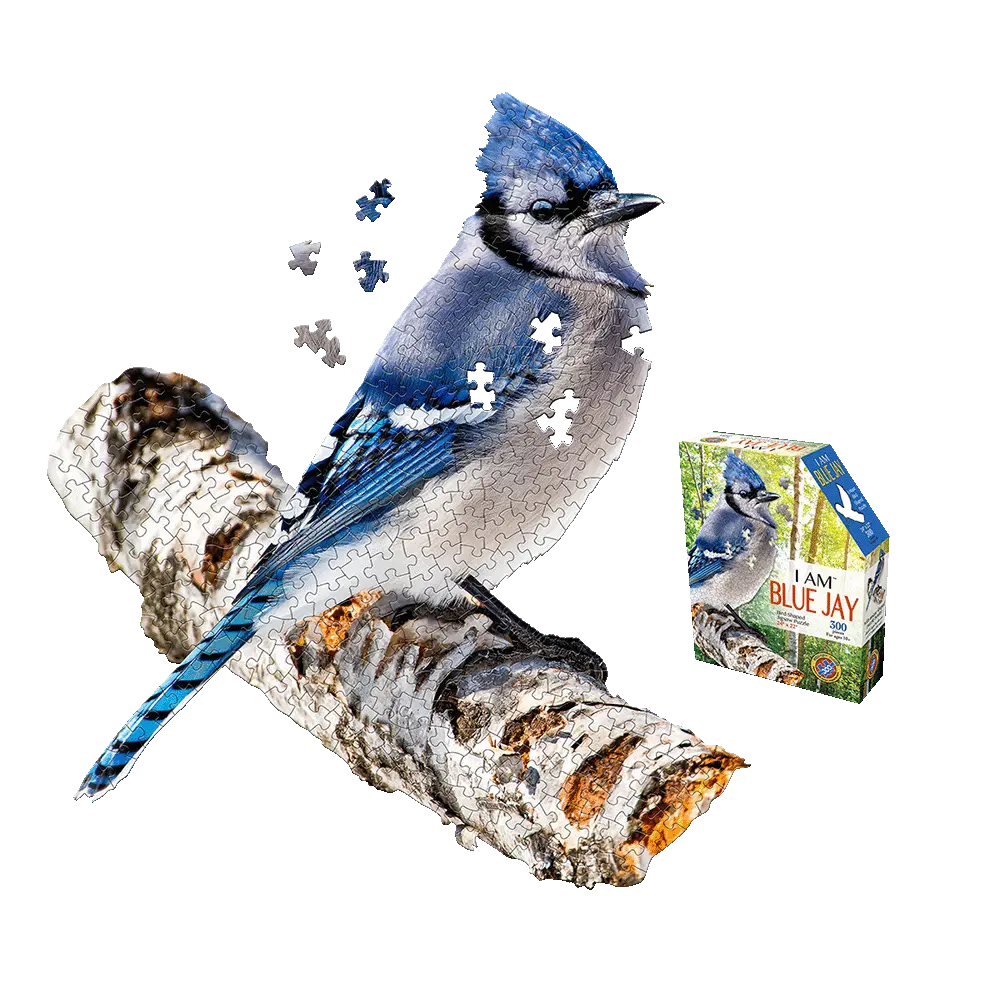 Madd Capp Blue Jay Bird-Shaped Jigsaw Puzzle - 300 Pc 1