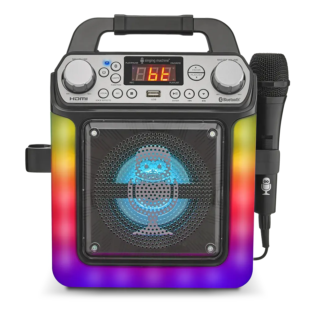Singing Machine Groove Mini Bluetooth Karaoke Machine With 1 Wired Microphone And Disco Light Show 1