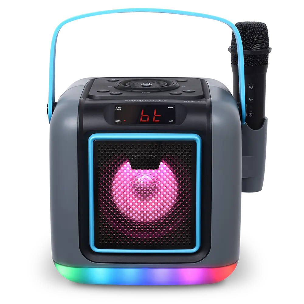 Singing Machine Cube Portable Bluetooth Karaoke System With 22 Voice Effects And Led Light Show 1