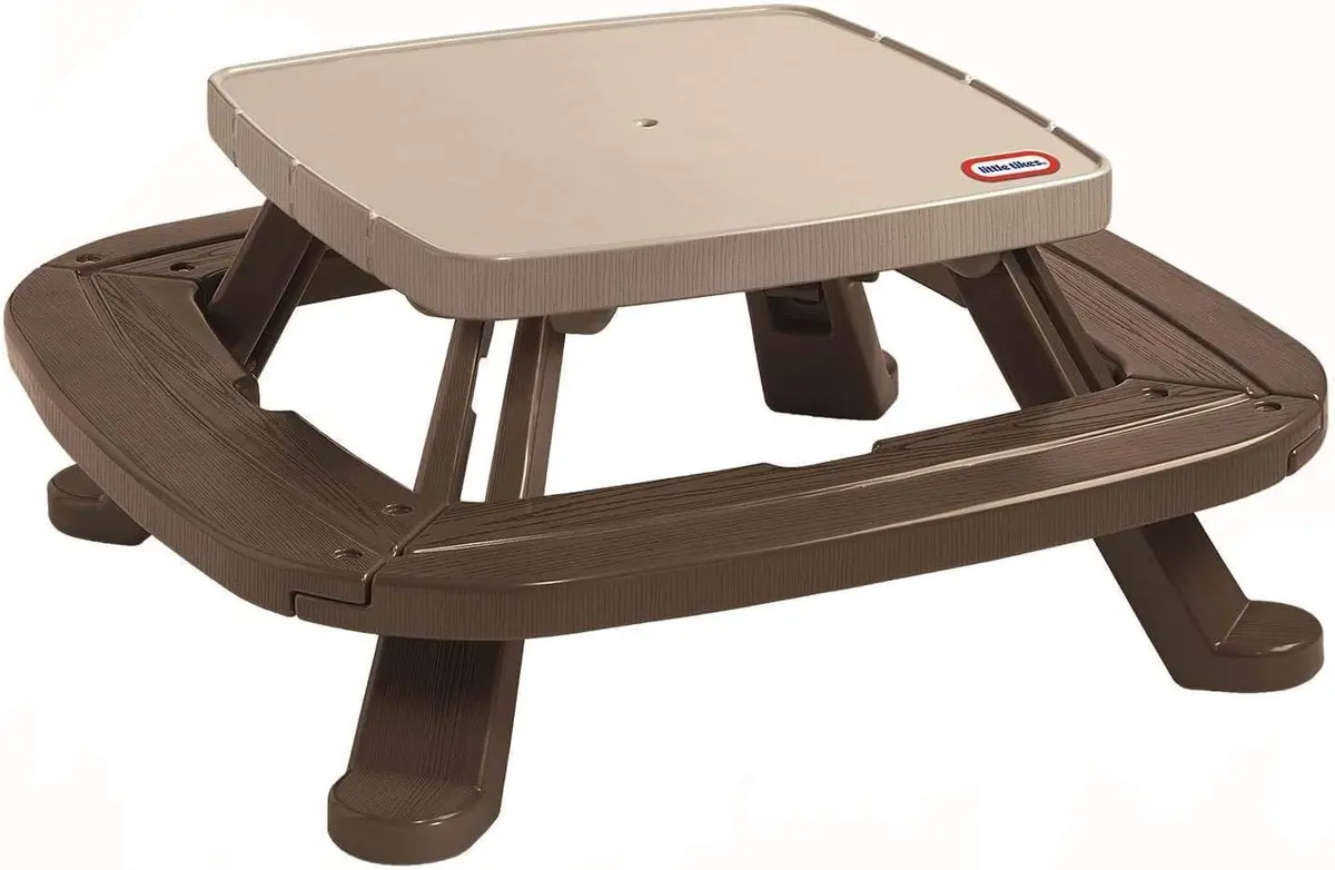 Little Tikes Fold 'N Store Picnic Table With Market Umbrella - Brown 1