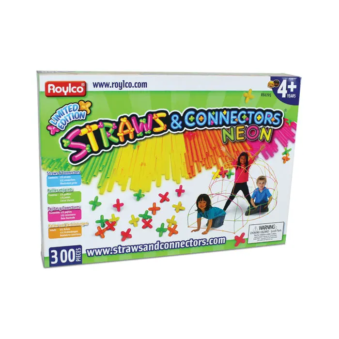 Roylco Straws & Connectors Neon 300-Piece Creative Building Set 1