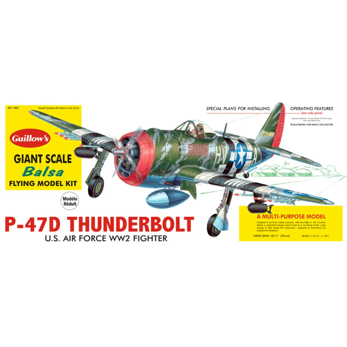 Guillow's P-47D Thunderbolt 1/16 Scale Model Kit 1