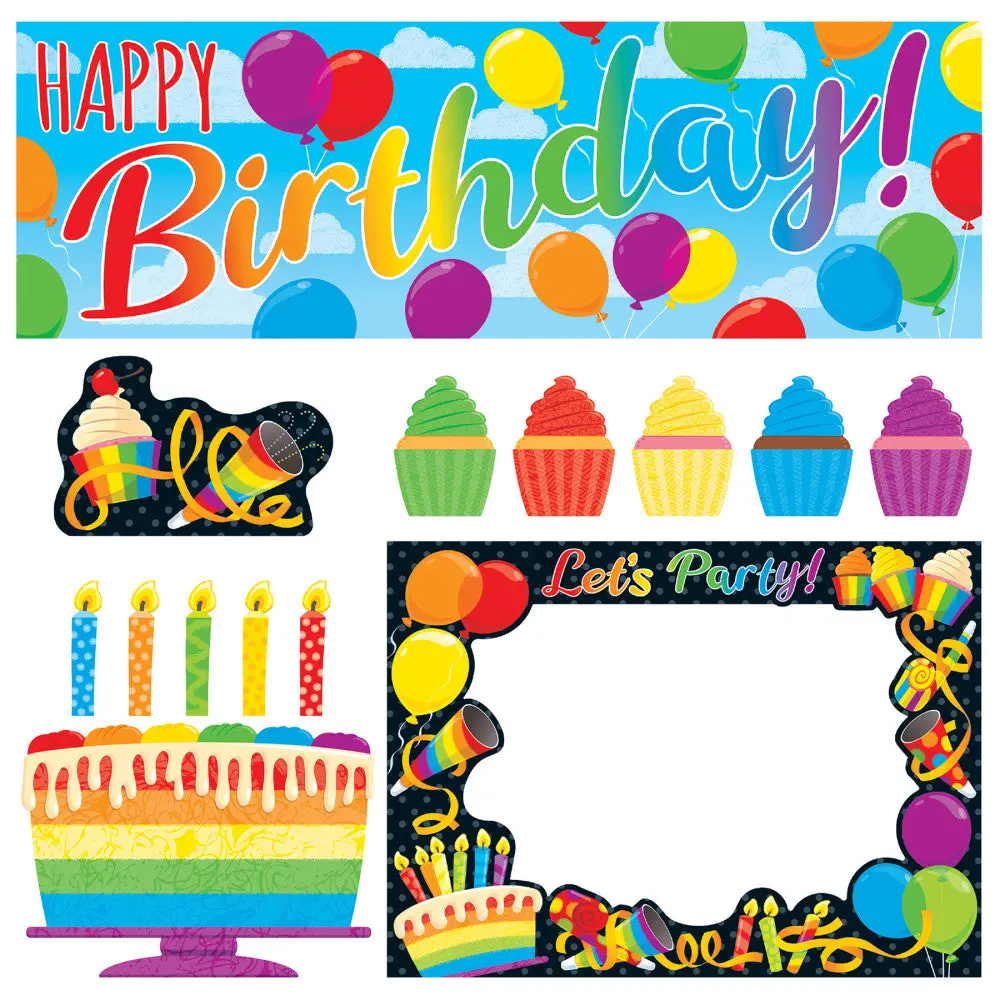 Trend Rainbow Birthday Learning Set - Reusable Dry-Erase Decorations 1