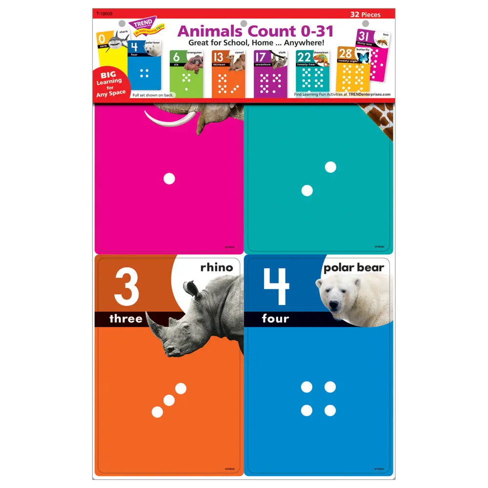 Animals Count 0-31 Educational Learning Set - Interactive Math Cards 1