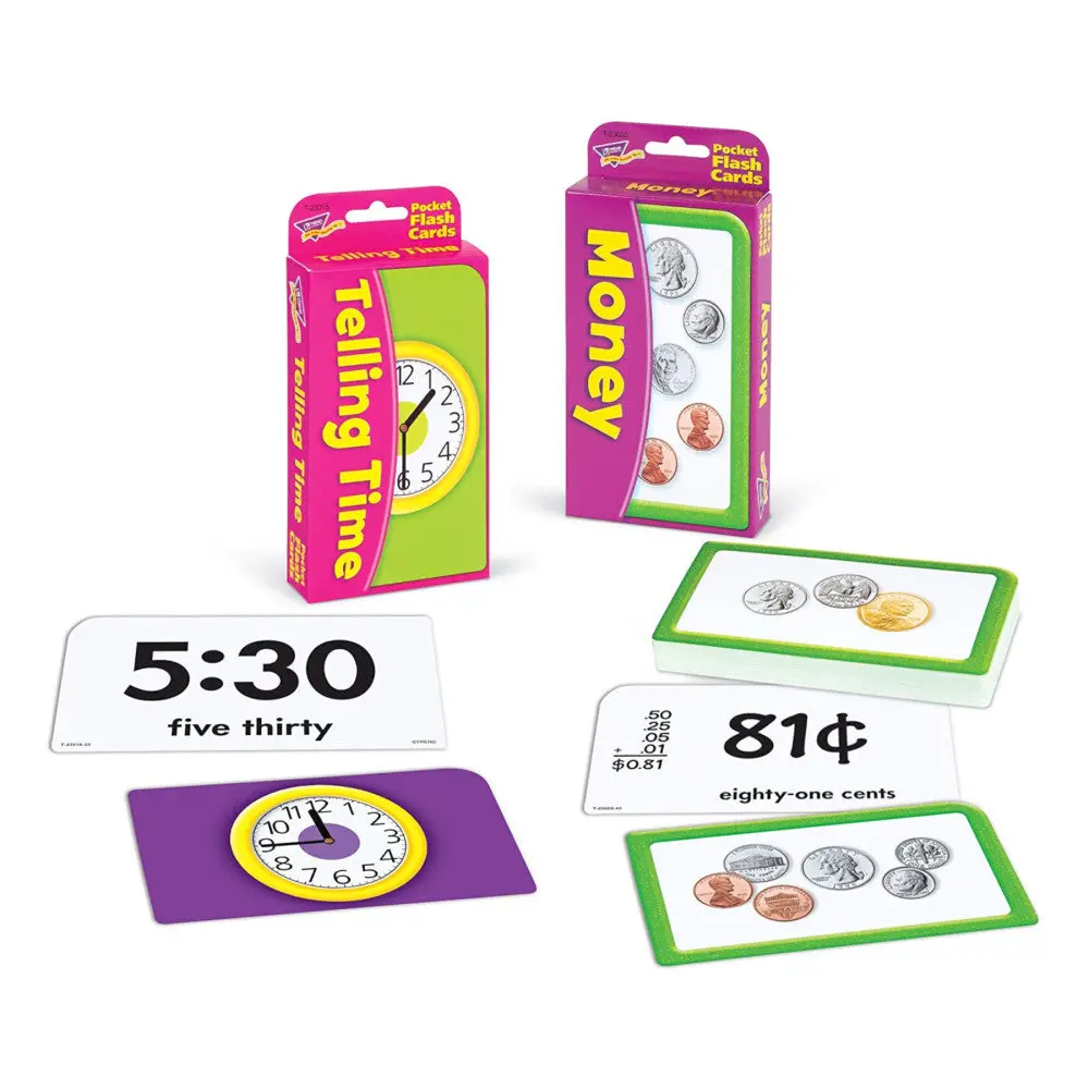 Educational Time & Money Mastery Flash Cards Bundle 1