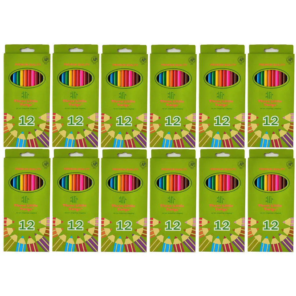 Three Little Twigs Premium Colored Pencil Set - 144 Count In 12 Packs 1