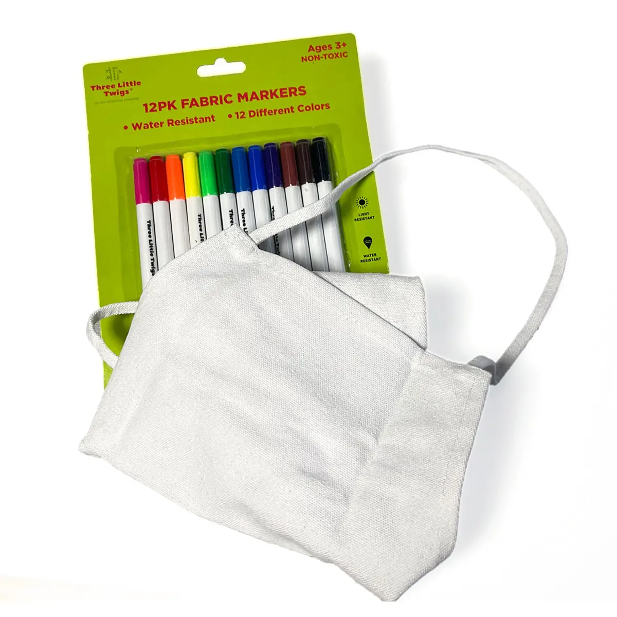 Three Little Twigs Diy Coloring Set: 12 Fabric Markers & Canvas Apron 1