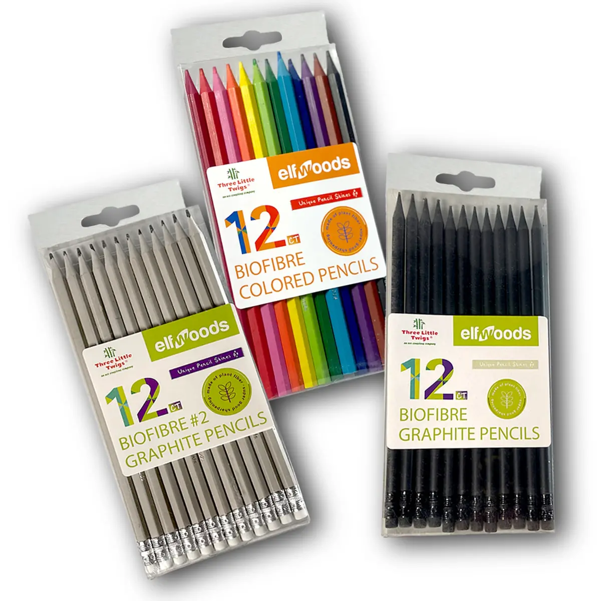 Three Little Twigs: Elfwoods: Biofibre Pencils 3Pk Bundle 1