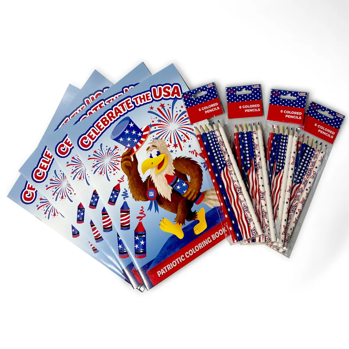 Three Little Twigs Patriotic 8-Piece Coloring Book Bundle For Kids Ages 3+ 1