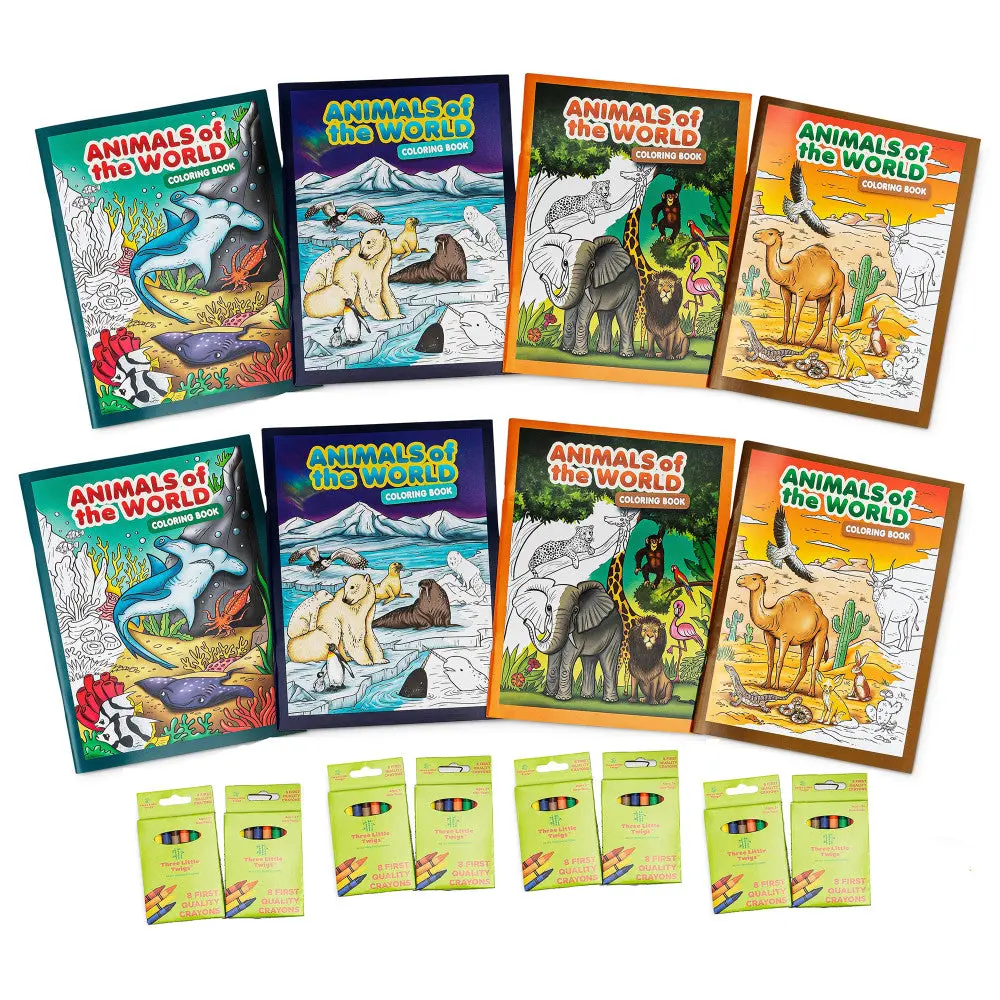 Three Little Twigs Animals Of The World Coloring Book Set - 16Pc Bundle 1