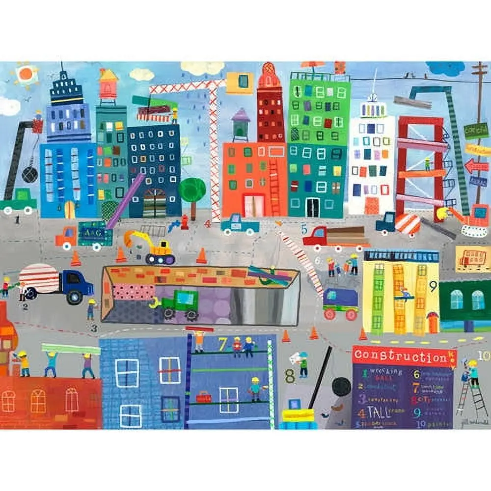 Oopsy Daisys Construction Zone Canvas Wall Art - Colorful Cityscape 1