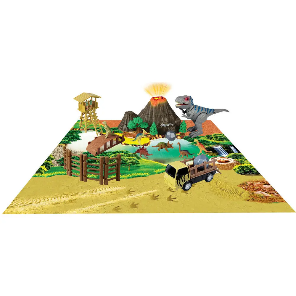 Dinoworld Adventure Playset With Walking T-Rex And Light-Up Volcano 1