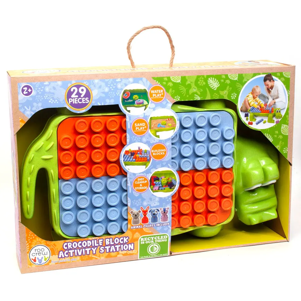 Roo Crew Crocodile Block Activity Station - Eco Wood, 29 Pieces, Ages 2+ 1