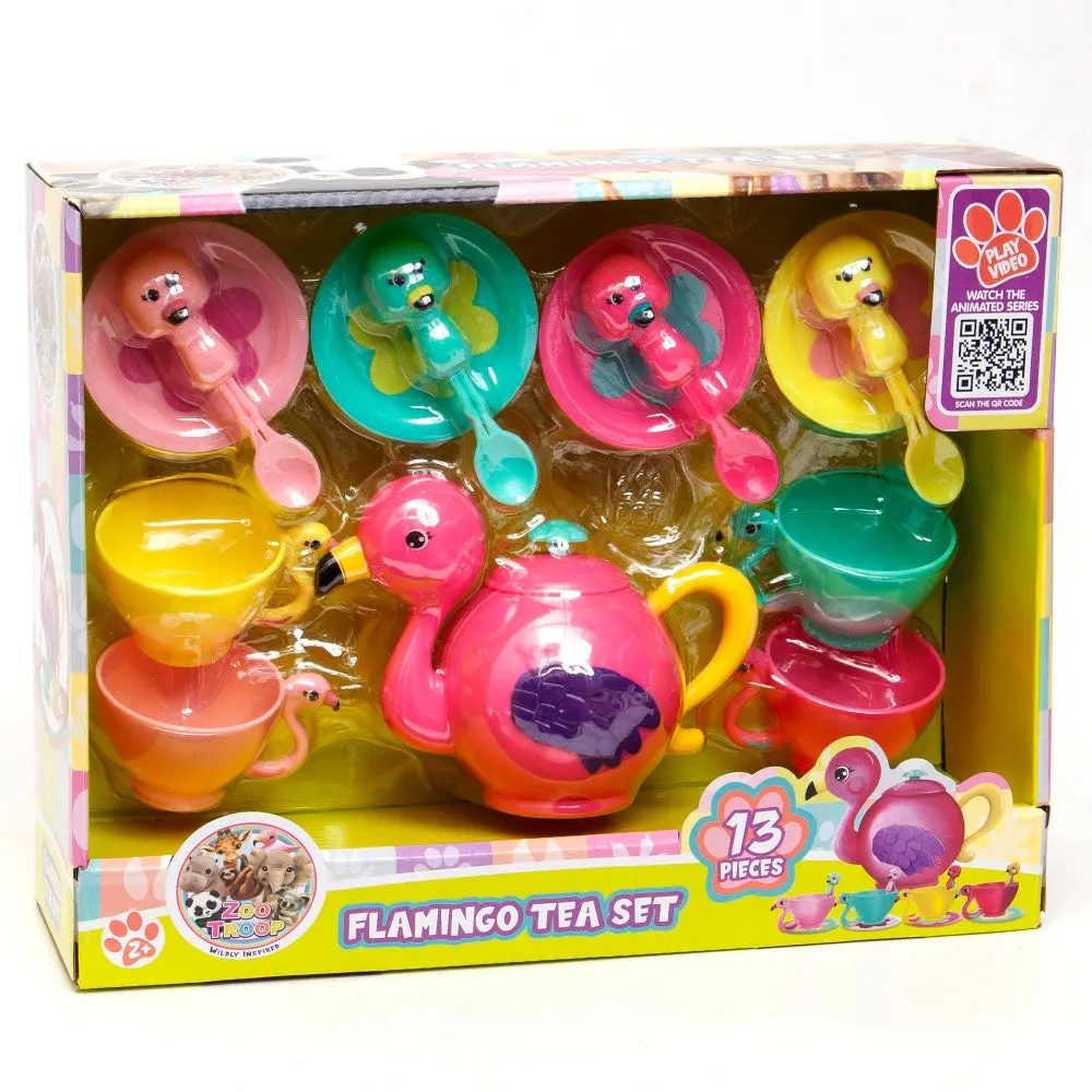 Zoo Troop Flamingo Tea Set - 13-Piece Pretend Play Set For Ages 2+ 1
