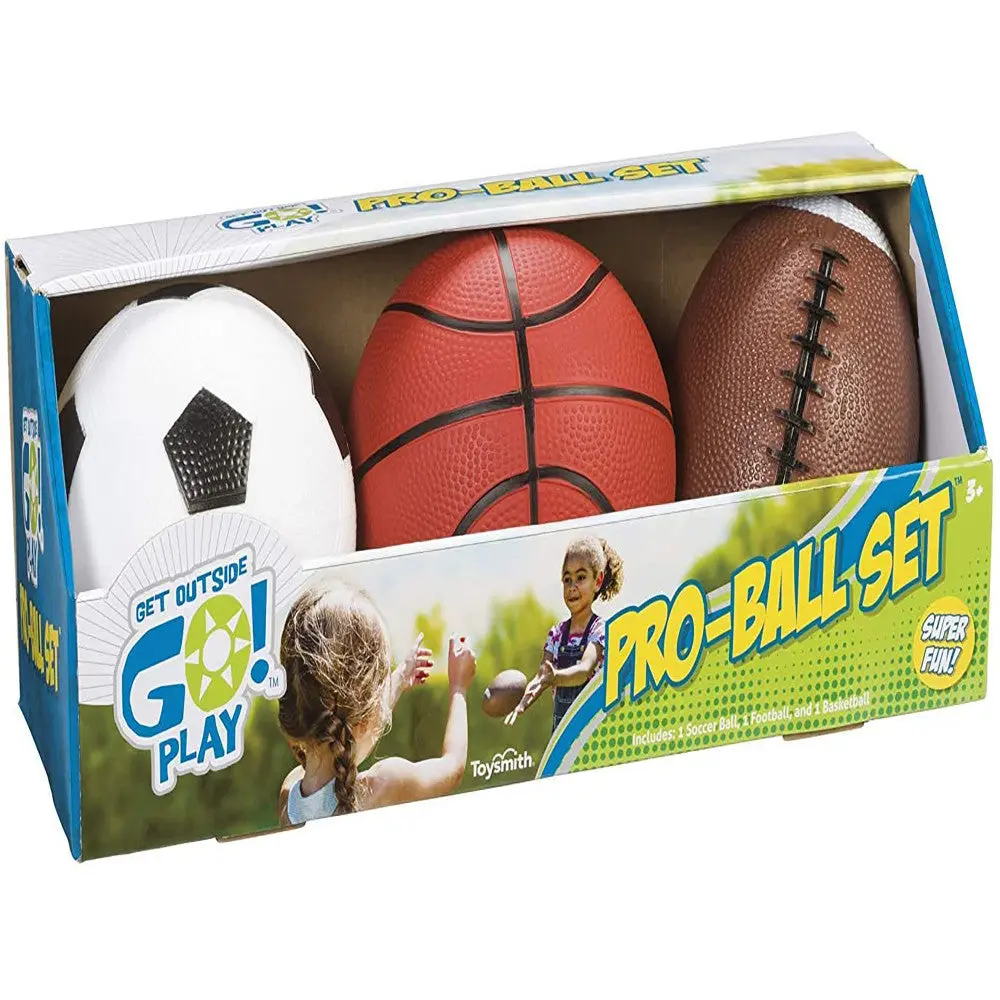 Toysmith Get Outside Go! Pro-Ball Set, 3-Piece Sports Ball Kit For Kids 1