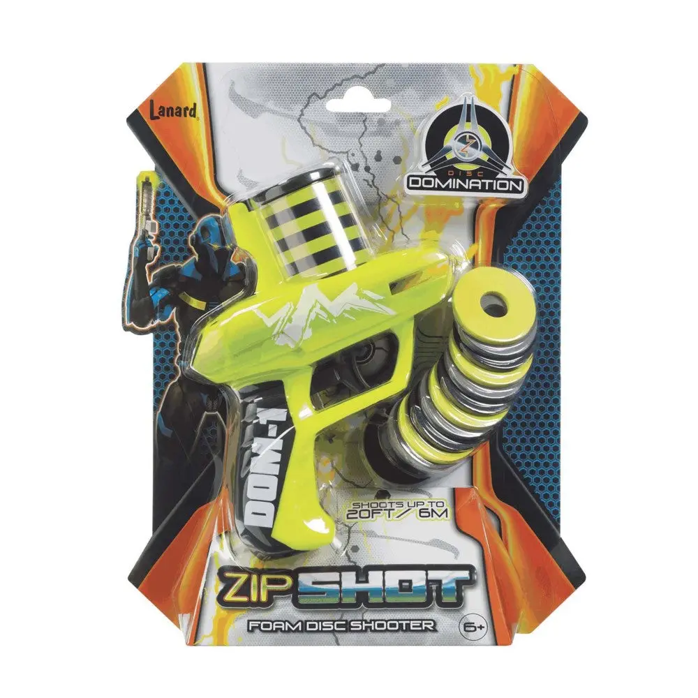 Toysmith Zip Shot Shooter - Neon Green Foam Disc Gun 1
