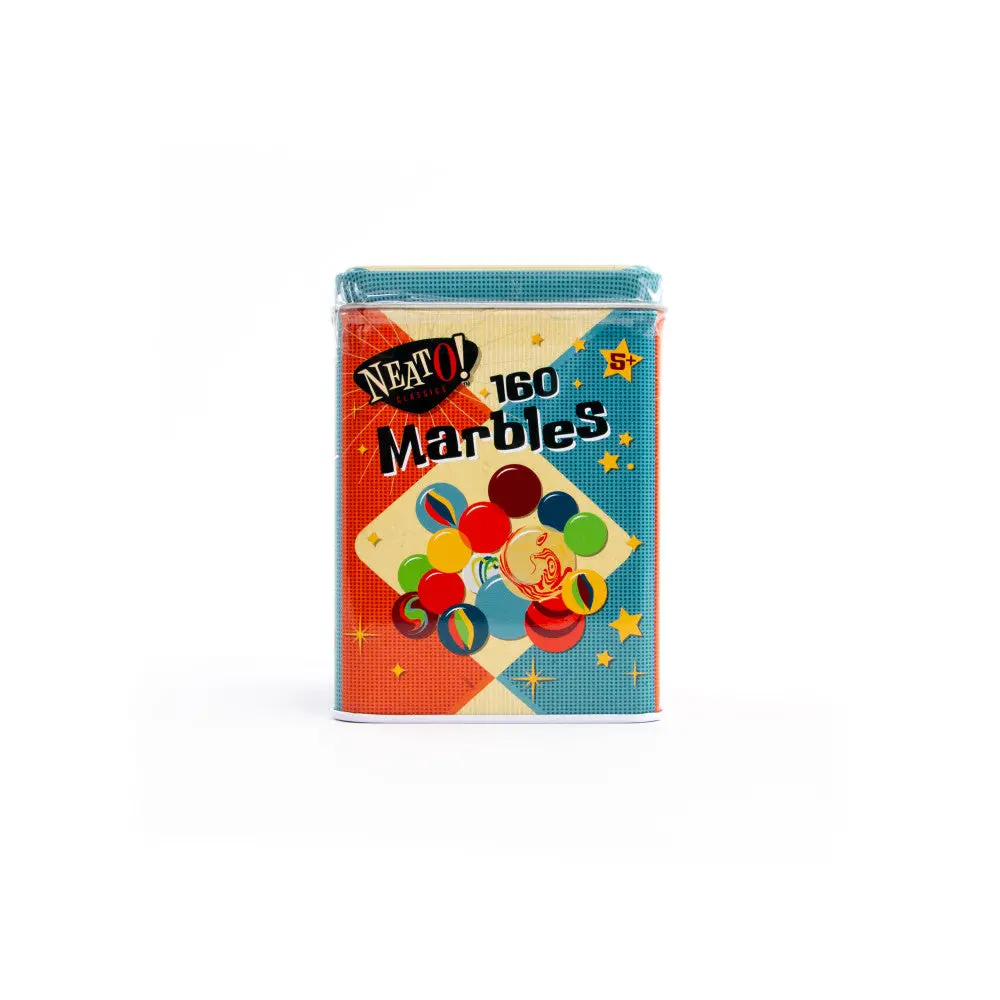 Neato! Classics 160 Marbles In A Tin Box By Toysmith - Retro Nostalgia Glass Shooter Game Set 1