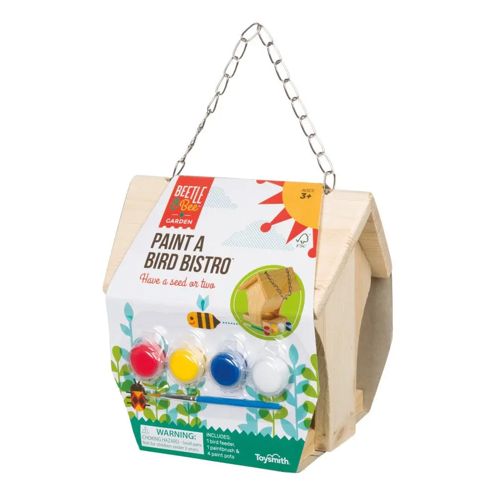 Toysmith Beetle & Bee Paint Your Own Bird Bistro Kit - Diy Birdhouse Craft Set 1
