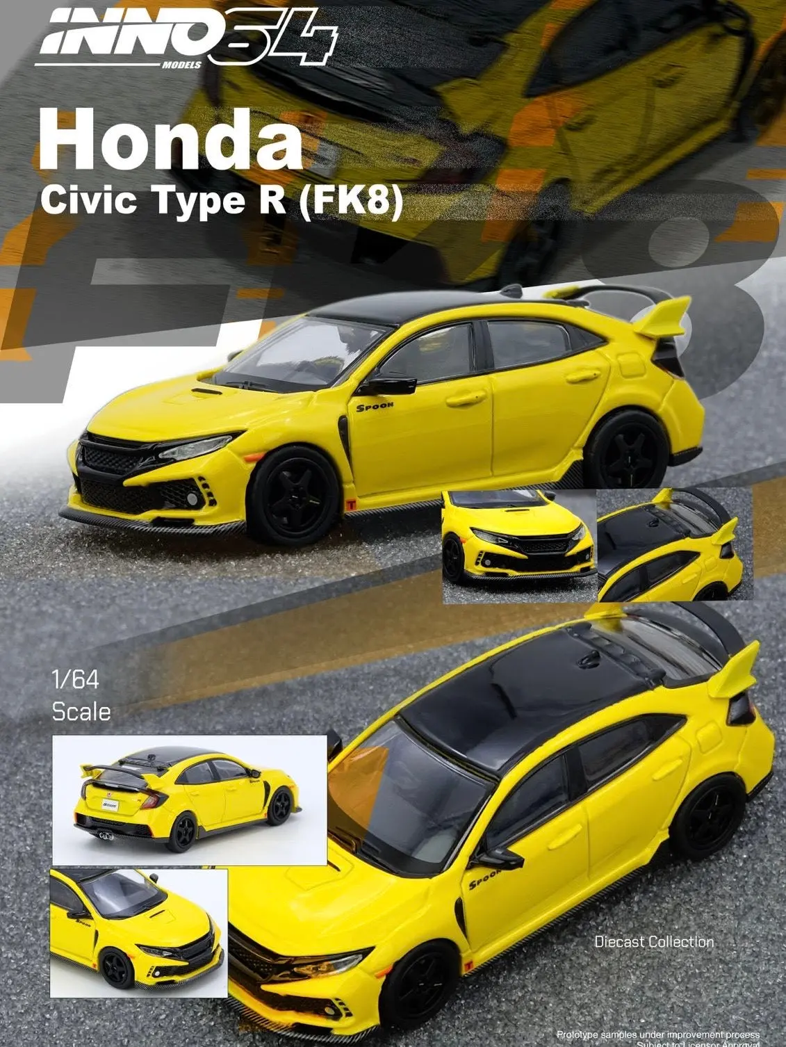 Inno64 Factory Sealed Honda Civic Type-R (Fk8) Yellow 1