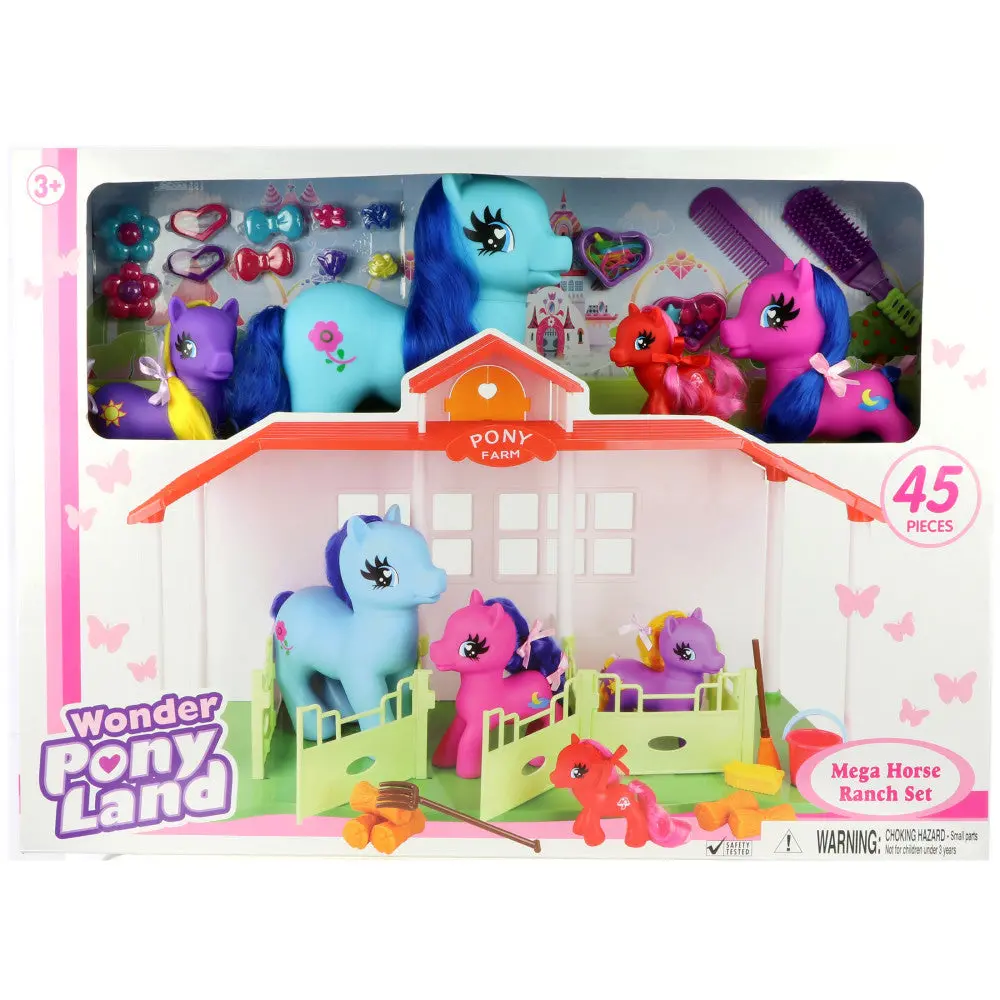 Wonder Pony Land Mega Horse Ranch Playset - 45 Pieces 1