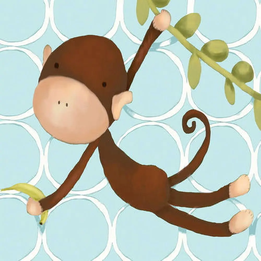 Oopsy Daisy 10X10 Inch Hanging Monkey Canvas Wall Art 1