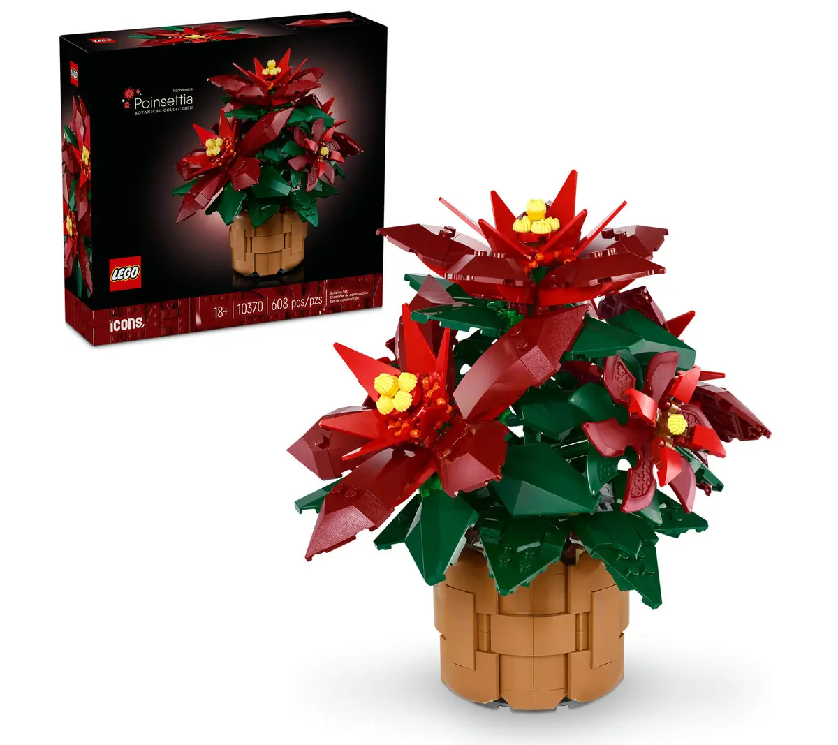 Lego Icons Poinsettia Plant Decor Building Set 10370 - Botanical Collection 1