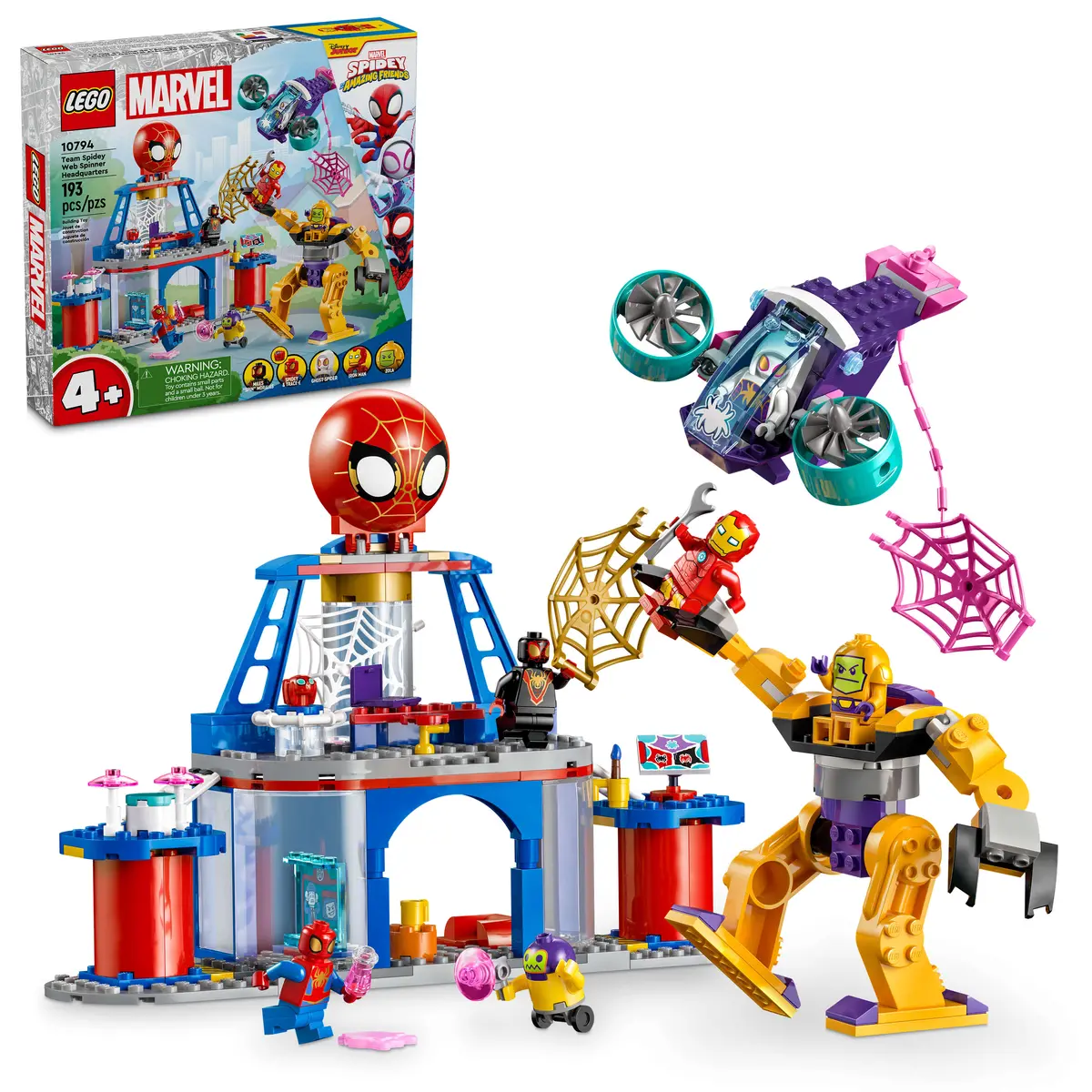Lego Marvel 4+ Team Spidey Web Spinner Headquarters 193-Piece Playset 10794 1