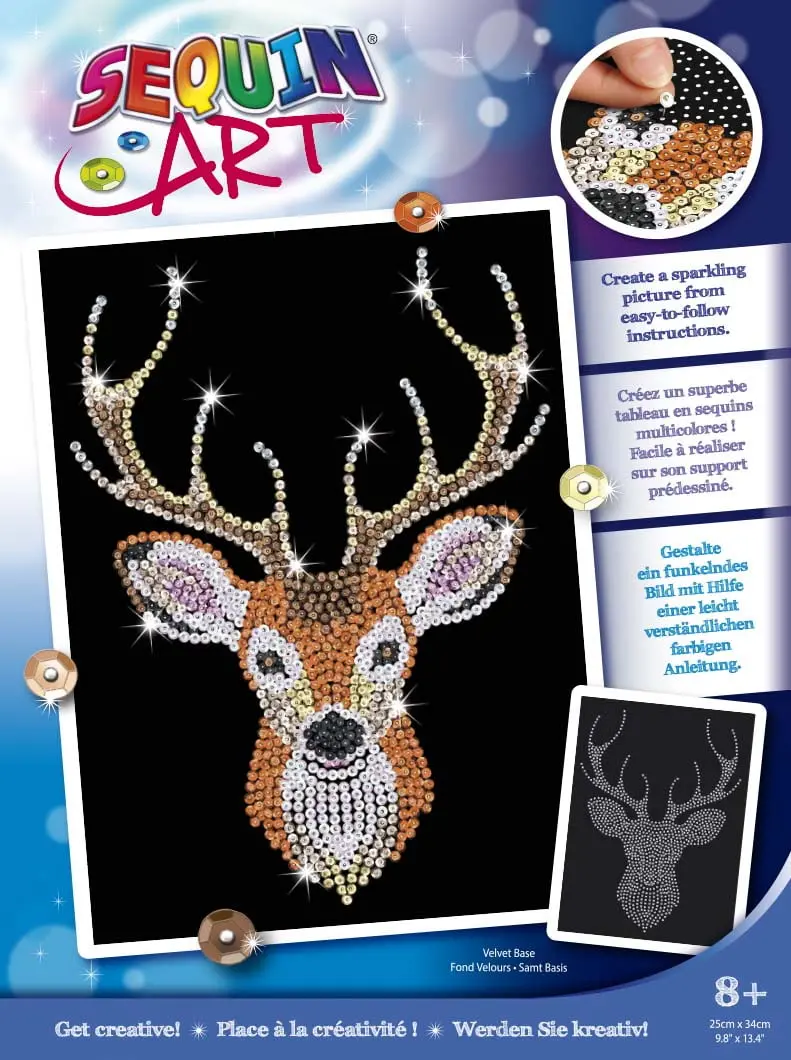 Sequin Art Blue Range Sparkling Stag Head Craft Kit - Blue 1