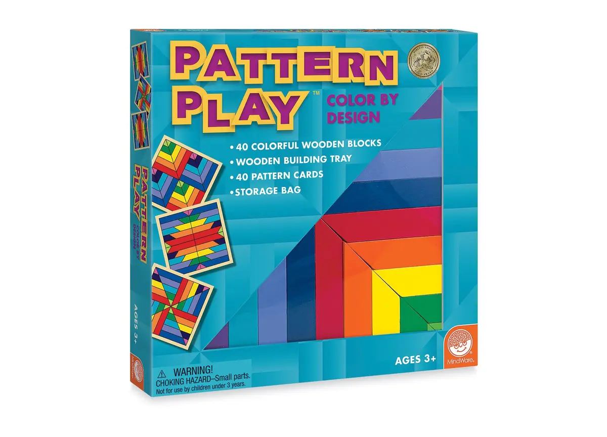 Mindware Pattern Play Colorful Wooden Blocks And Tray Set 1