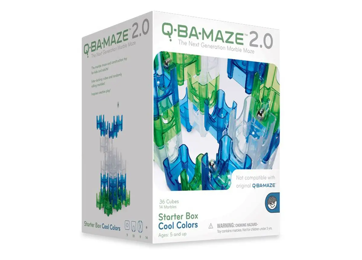 Mindware Q-Ba-Maze 2.0 Starter Box - Cool Colors, 50 Piece Marble Maze Set 1
