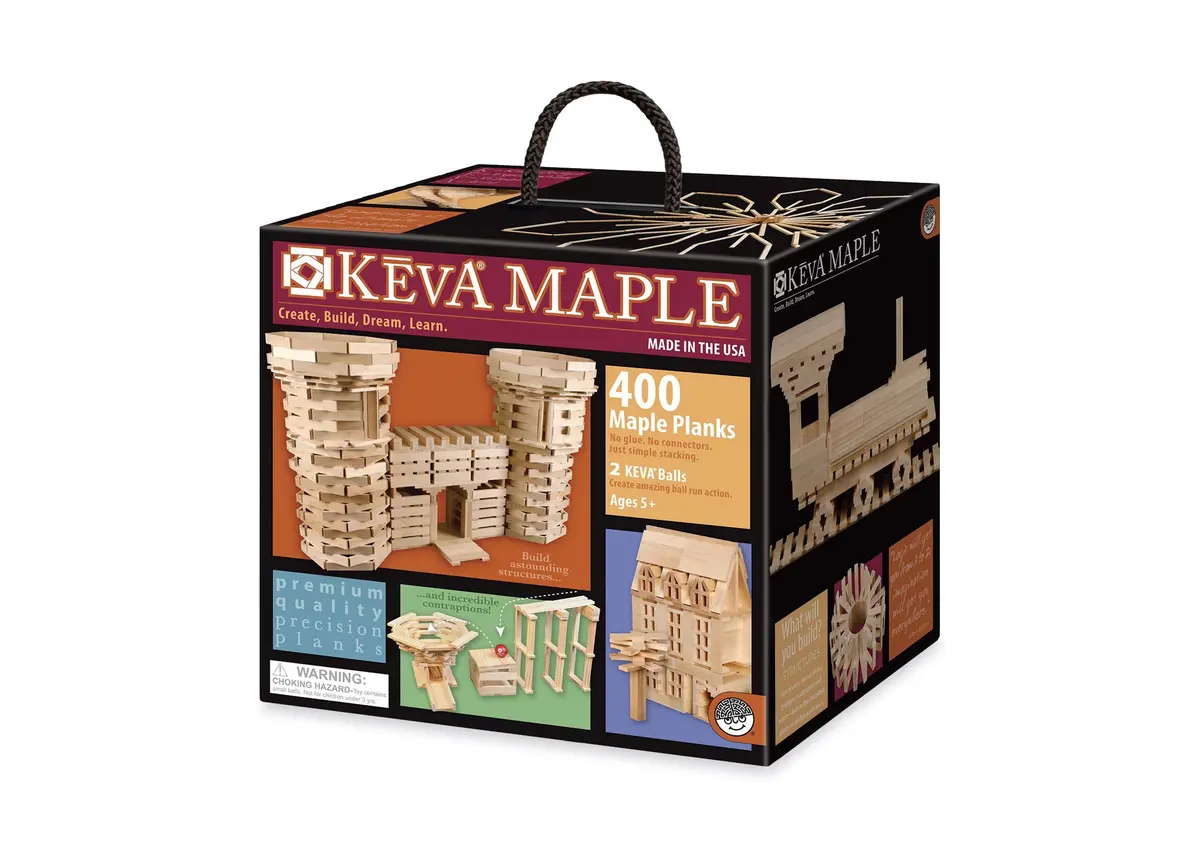 Mindware Keva Maple 400-Piece Premium Plank Set With Guidebook And Canvas Tote 1