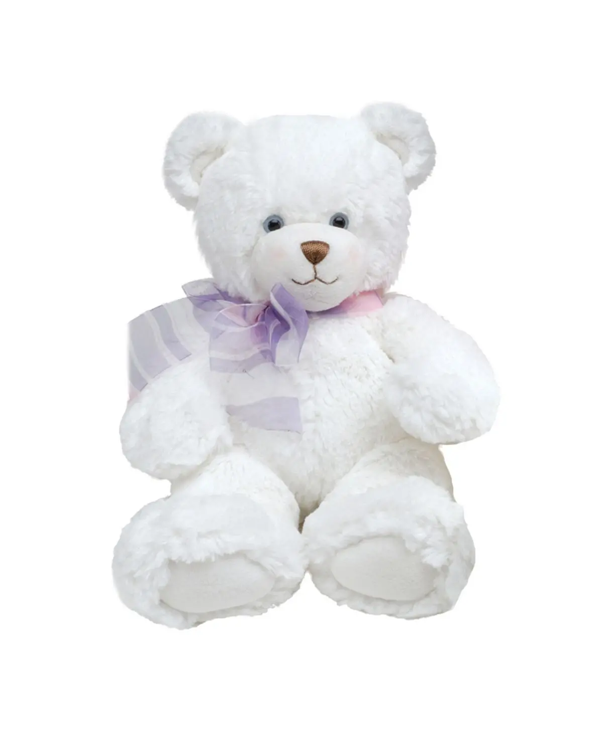 First And Main 10 Inch Dena Plush Teddy Bear - White With Purple Bow 1