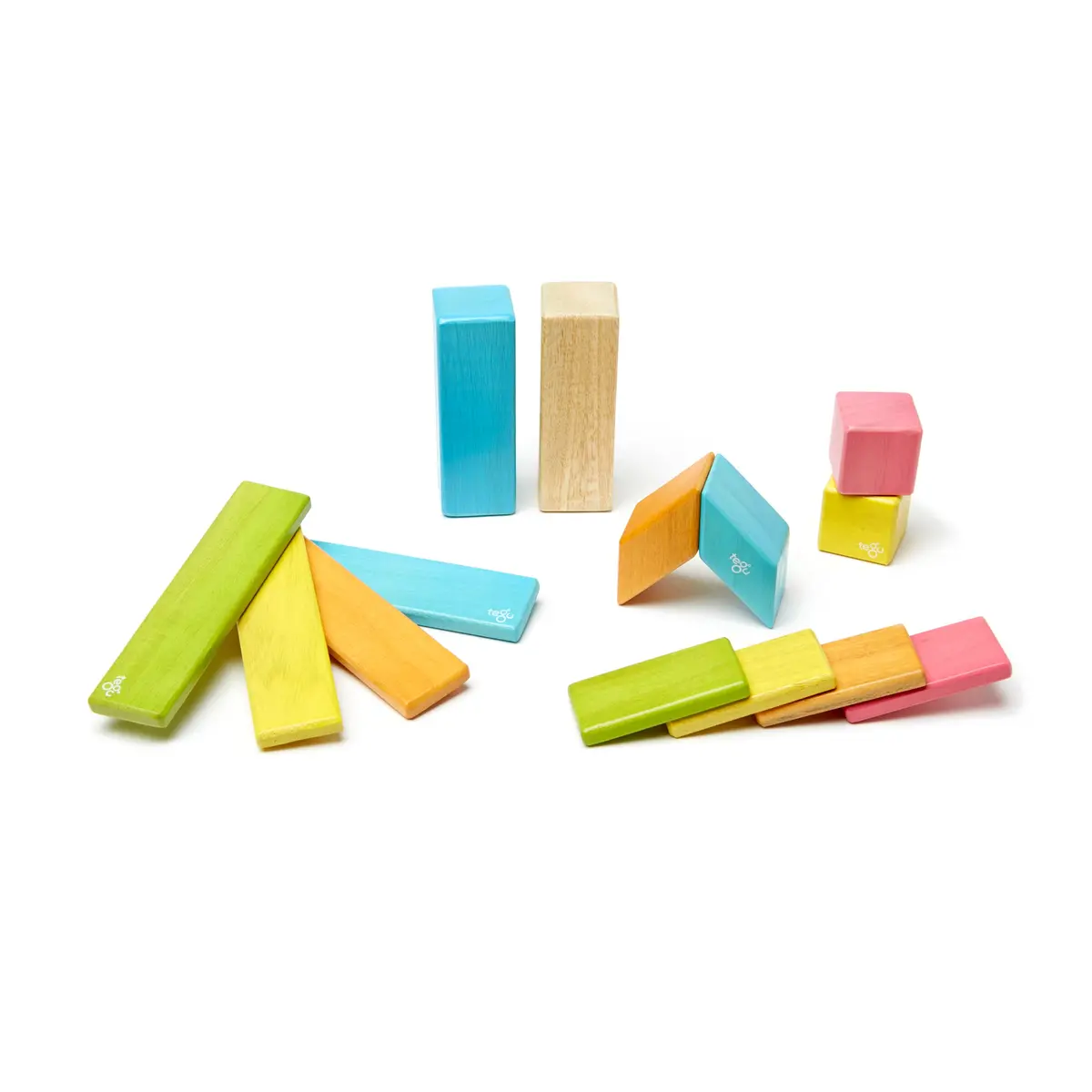 Tegu Magnetic Wooden Blocks, 14-Piece Set, Tints 1