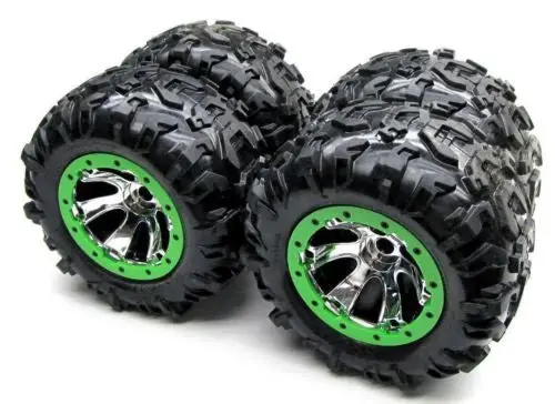 Summit Tires Canyon At 17Mm Green Wheels Tyres (Set 4 Factory Glued Traxxas 5607 1