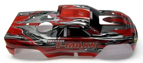 Fits T-Maxx 3.3 Body Shell (Red, Grey W/ Decals Prographix  Extended 49077-3 1