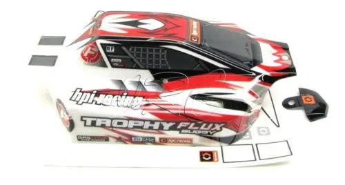 Trophy Buggy Body Shell Cover, Red White Black & Decals 101806 (Hpi Flux 107016 1