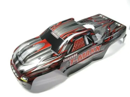 Fits T-Maxx 3.3 Body Shell (Black Red & Grey W/ Decals Prographix 49077-3 1